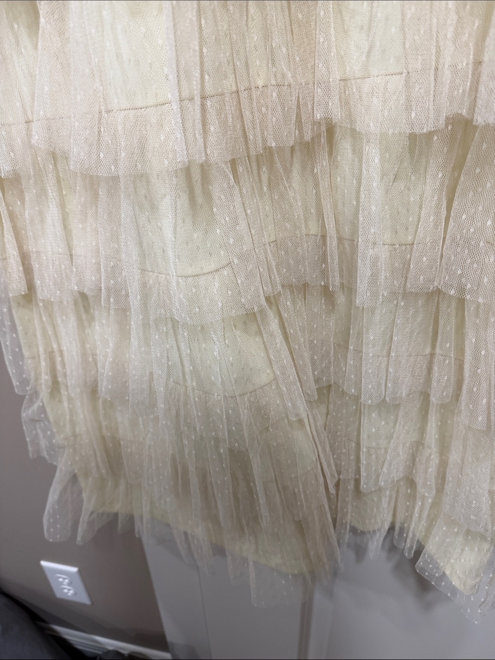 Dainty Jewells Cream Long Sleeve Tiered Tulle Midi Dress - Picture 5 of 5